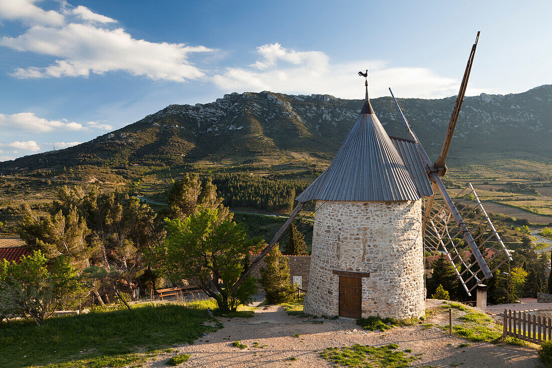 The Windmill At Cucugnan In Languedoc-roussillon, France, Europe
