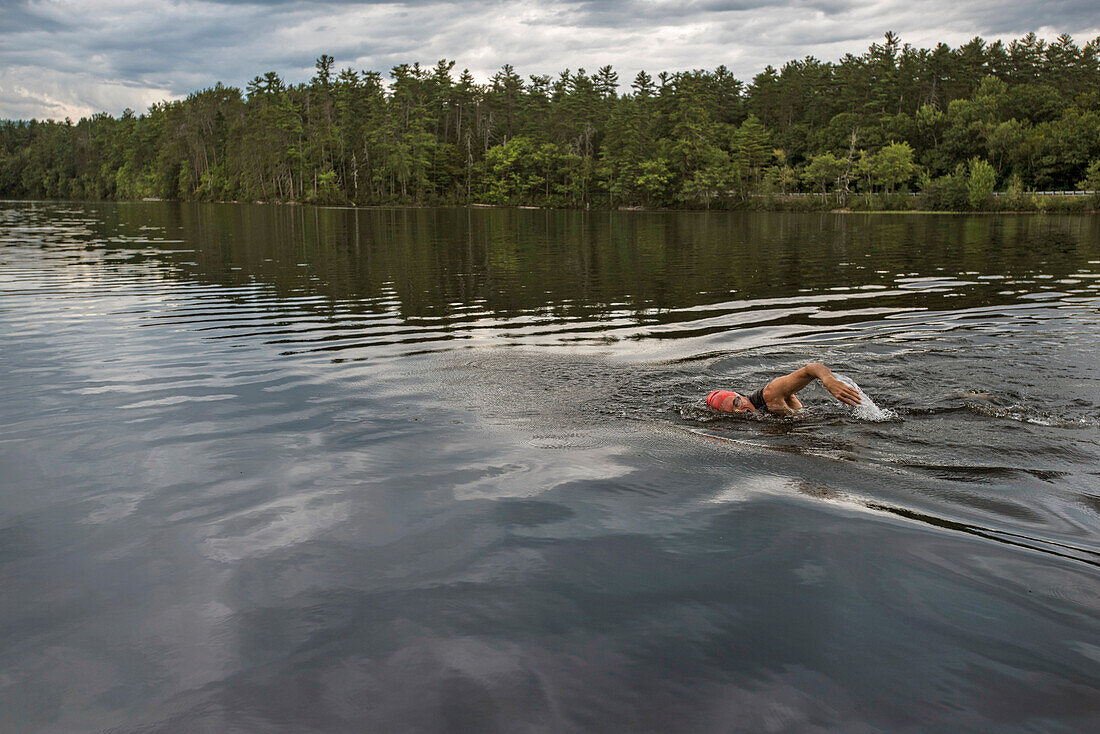 Swimmer In A Lake Chocorua, New Hampshire