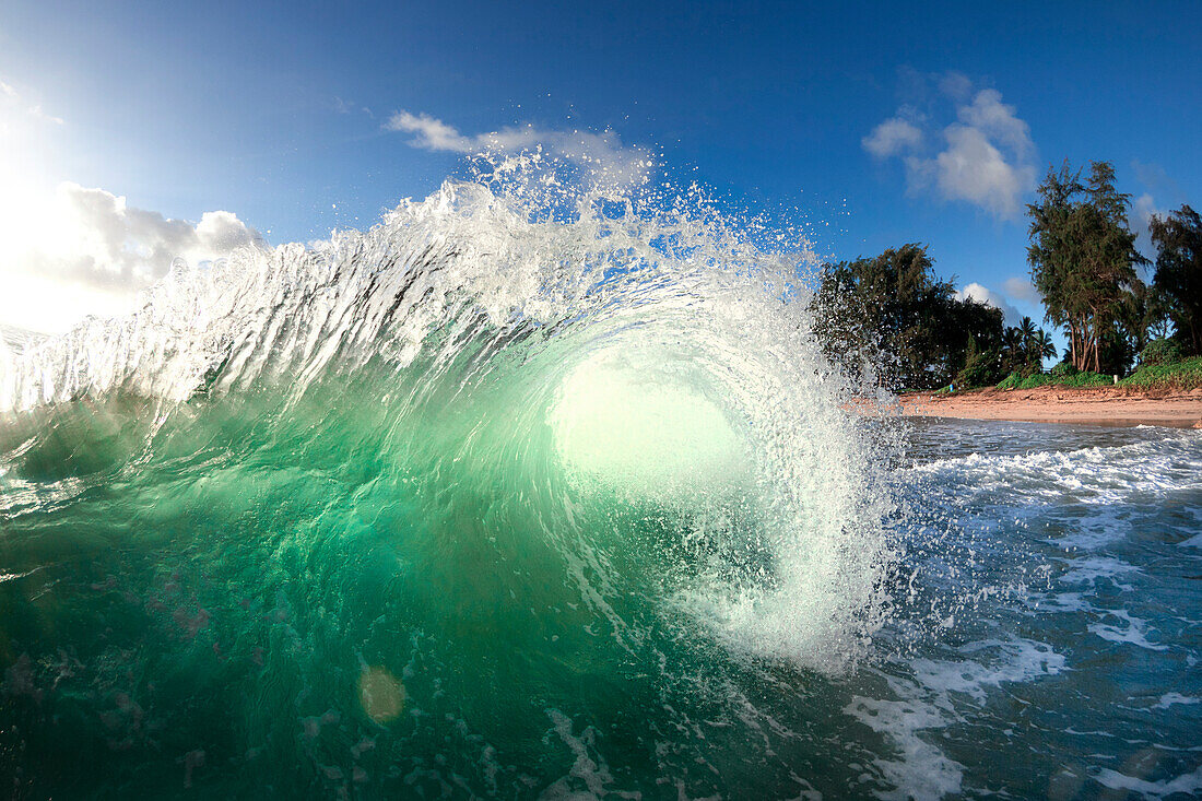 An Ocean Wave Approaching Shore On Oahu's East Side