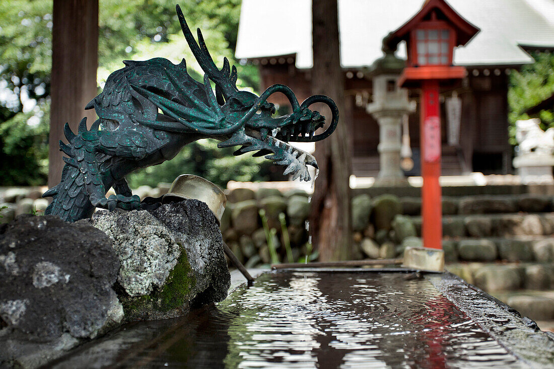 Dragon Fountain In Temple At Irumw-shi, Japan