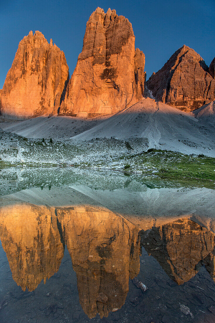 Scenic View Of Tre Cime Di Lavaredo At Dolomites During Sunset