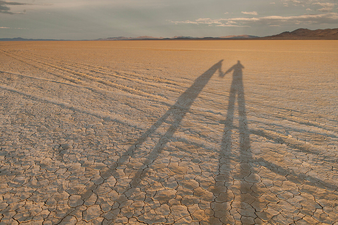 Shadows Stretch Across The Black Rock Desert In The Late Afternoon Sun