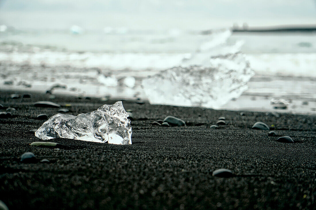 Chunks Of Ice On The Beach Of Jokulsarlon, Iceland