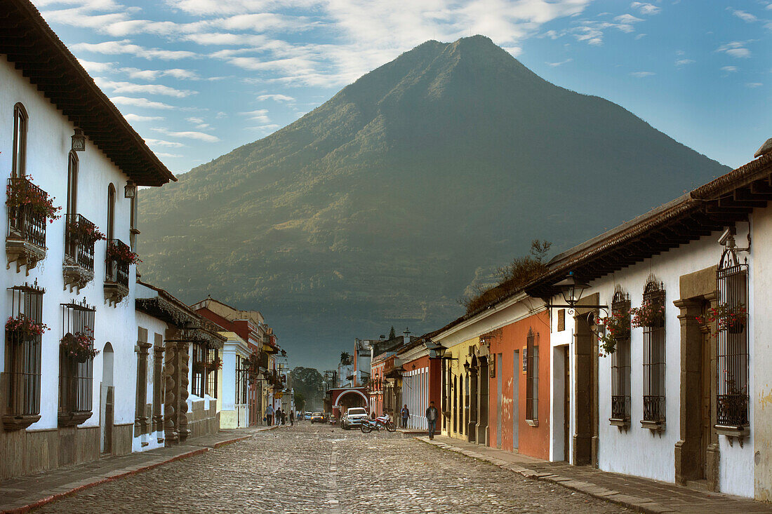 View Of Houses In Row In Volcan De Agua, Antigua, Guatemala