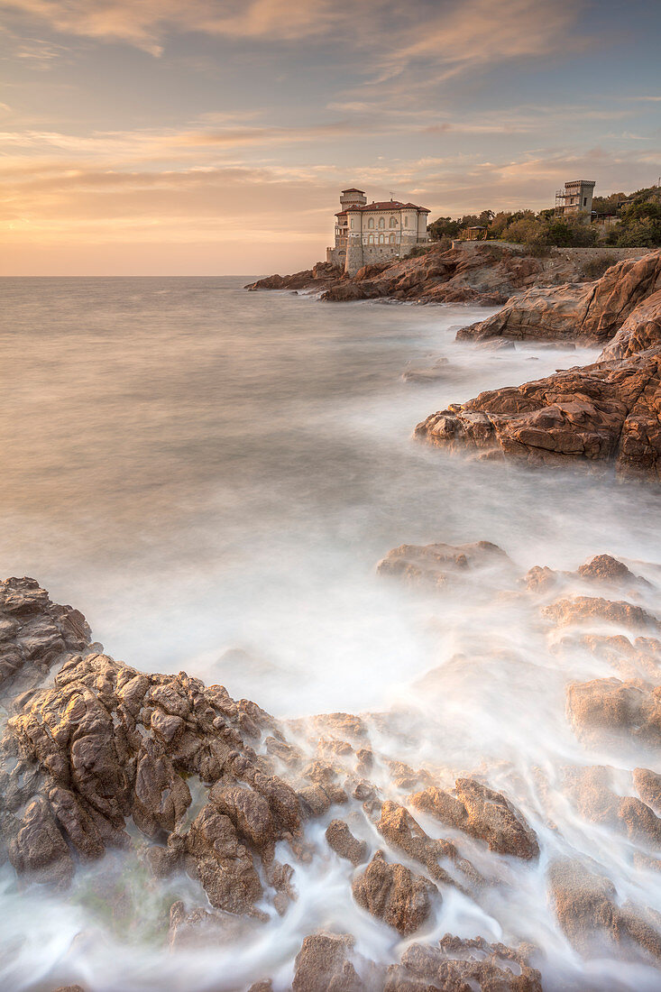 A view of the Castle of Boccale at sunset, Livorno, Tuscany, Italy