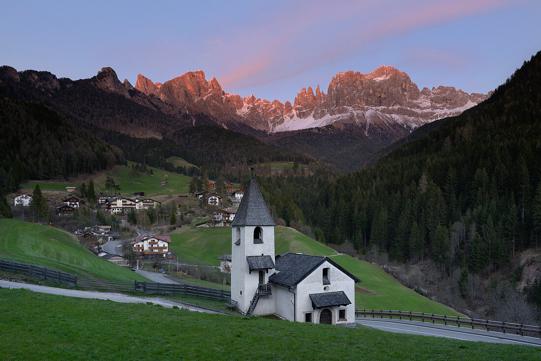 Europe, Dolomites, Italy, Trentino-Alto Adige region, The Latemar Massif, Bolzano province, San Ziprian church, Tires district, South Tyrol