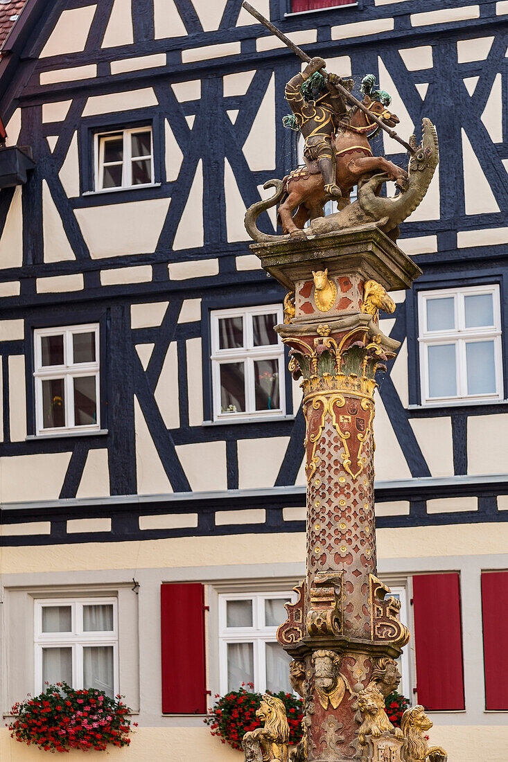 Rothenburg ob der Tauber, Bavaria, Germany, Europe,  The typical houses in the Rothenburg ob der Tauber
