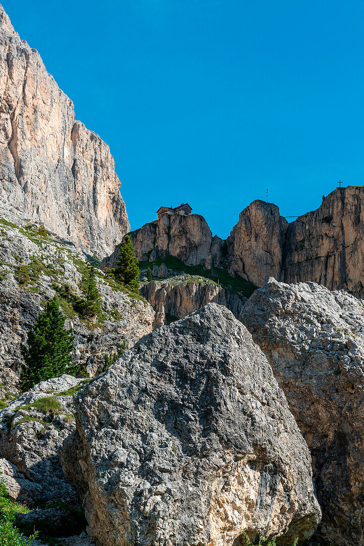 Vajolet-Zuflucht an einem Sommertag, Dolomiten, Italien