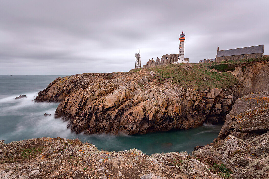 Saint Mathieu Leuchtturm, Saint Mathieu Point, Plougonvelin, Finistère Departement, Bretagne - Bretagne, Frankreich, Europa