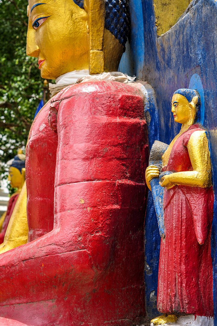 Buddha Statue in Swayambhunath temple, Kathmandu Valley, Nepal, Asia