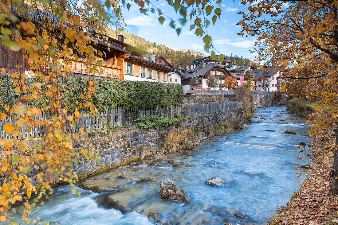 Europe, Italy, South Tyrol, Bolzano,  The river between the houses of Sesto, Dolomites