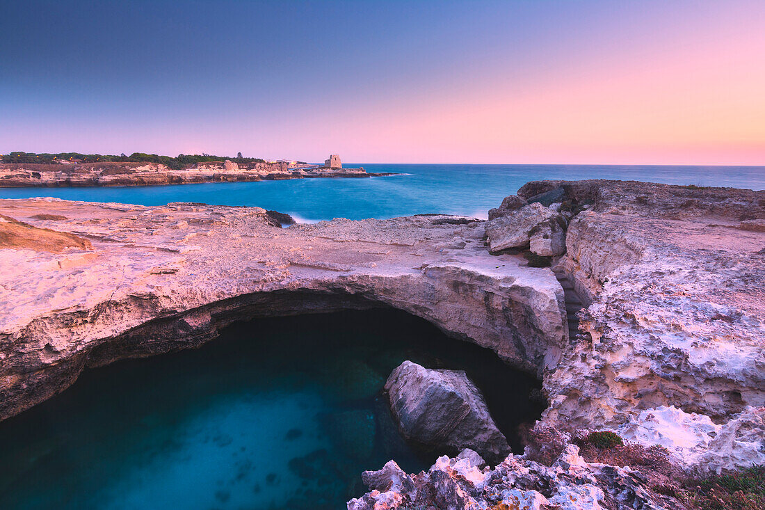 Grotta della Poesia at dawn, Lecce province, Italy, Puglia district, Europe