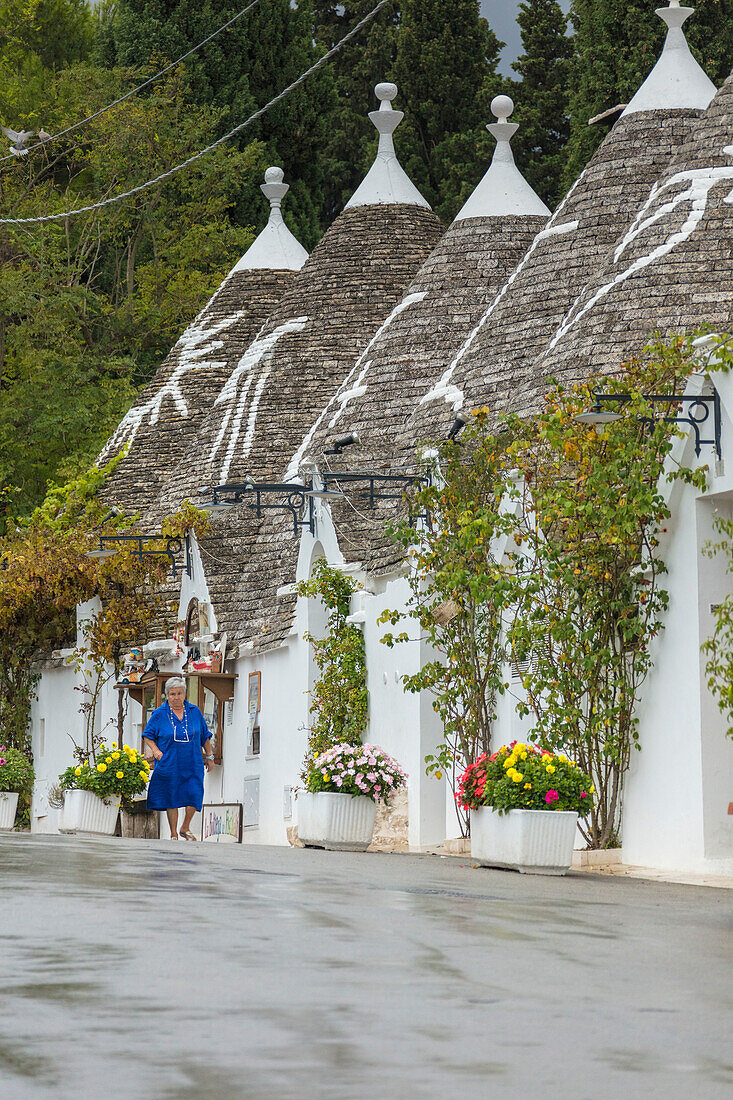 The traditional huts called Trulli built with dry stone with a conical roof Alberobello province of Bari Apulia Italy Europe