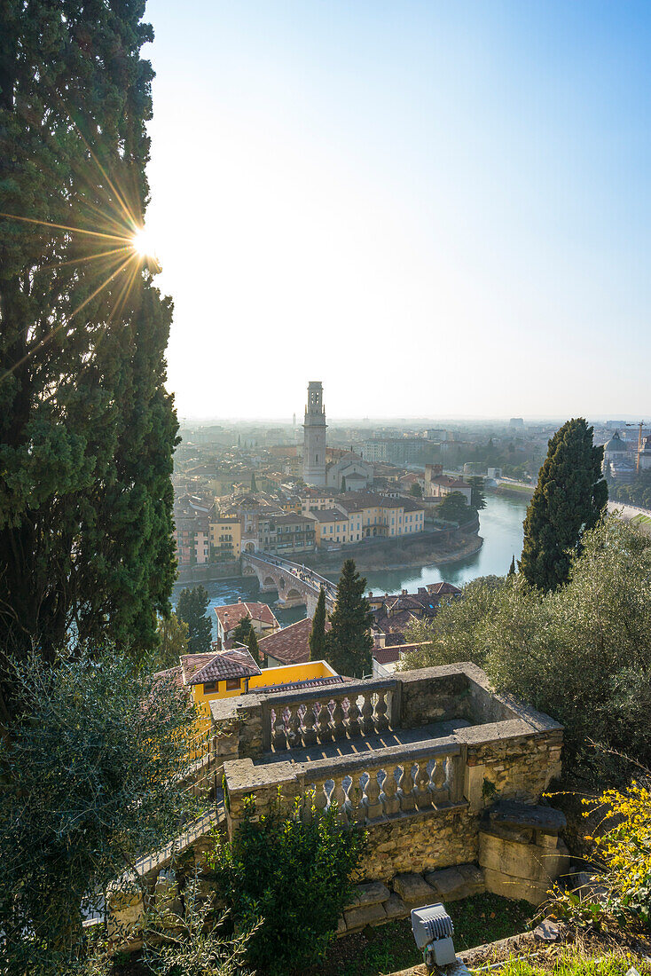 Verona, Veneto, Italy, Panoramic view of Verona from Piazzale Castel San Pietro