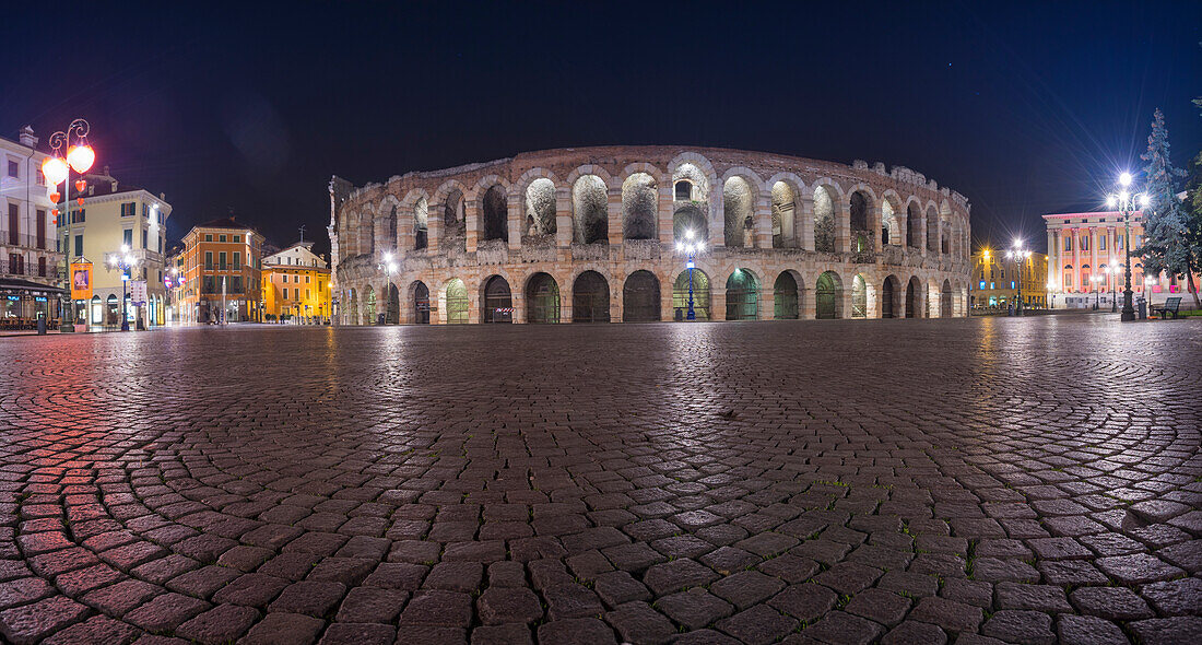 Verona, Veneto, Italy, The Arena di Verona by night