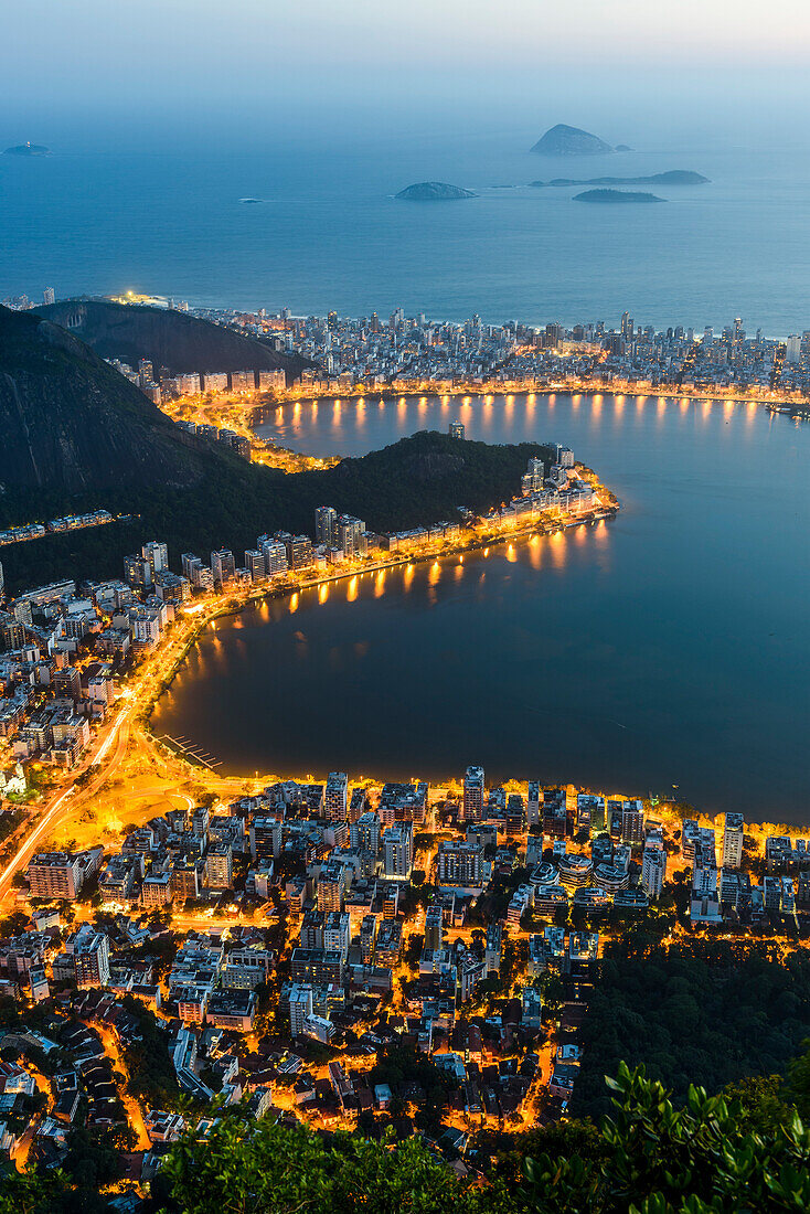 View From Corcovado Mountain In Tijuca Forest To Lagoa Rodrigo De Freitas, Rio De Janeiro, Brazil