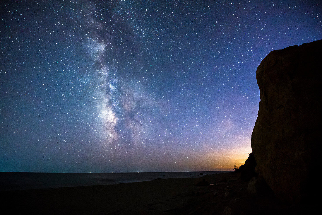 A View Of The Stars And The Milky Way From The Bottom Of Mohegan Bluffs Of Block Island