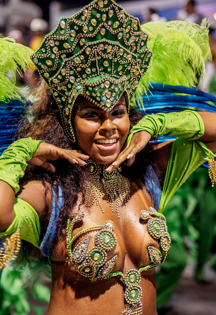 Samba dancer in the Carnival Parade, City of Rio de Janeiro, Rio de Janeiro State, Brazil, South America