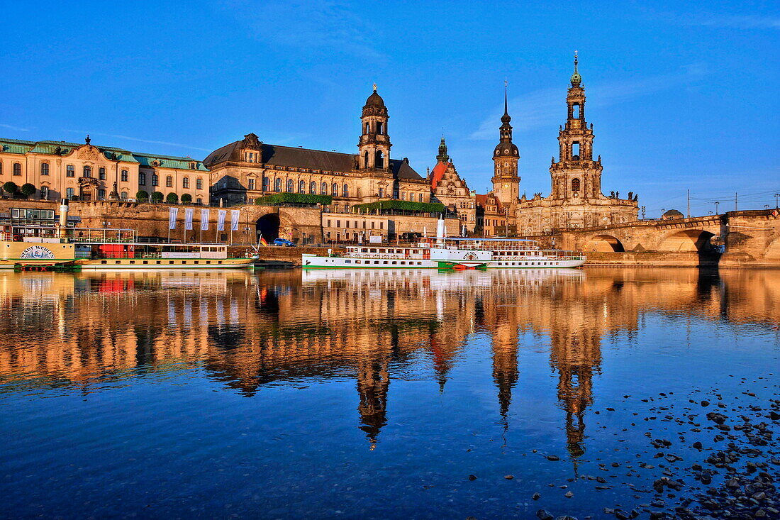 Elbe River and Old Town skyline, Dresden, Saxony, Germany, Europe