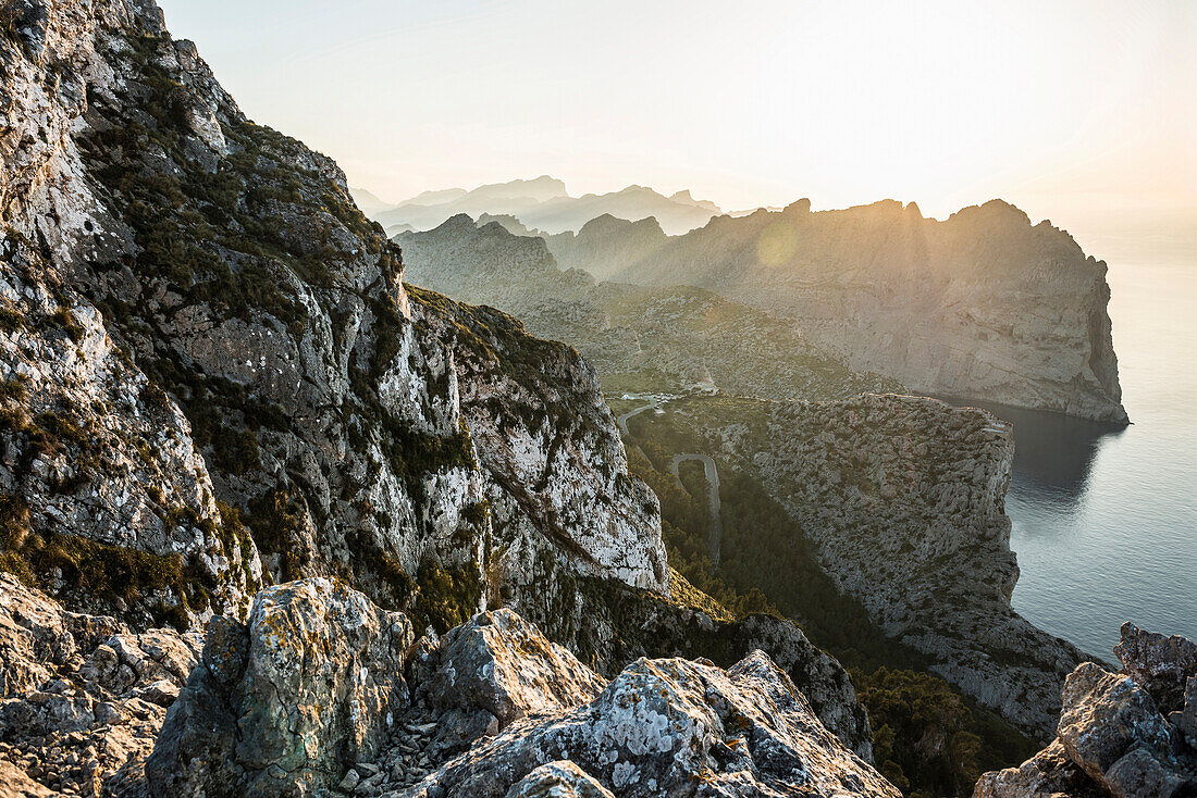 Sunset, Cap Formentor, Port de Pollenca, Serra de Tramuntana, Majorca, Balearic Islands, Spain