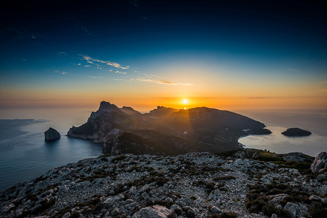 sunrise at Cap Formentor, Port de Pollenca, Serra de Tramuntana, Majorca, Balearic Islands, Spain