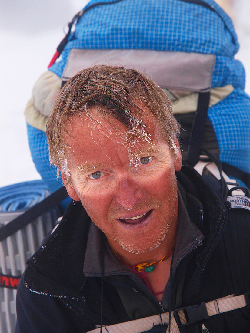 Dutch mountaineer Henk Wesselius after returning from the death zone on Manaslu. This mountain in the Nepal Himalayas is 8163 meter high and one of the 14 eight thousand meter peaks on the globe.