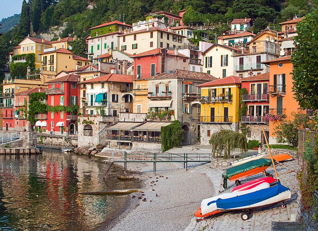 A romantic and colorful Italian village, Varenna scoots up a green mountain from the edge of Lake Como.