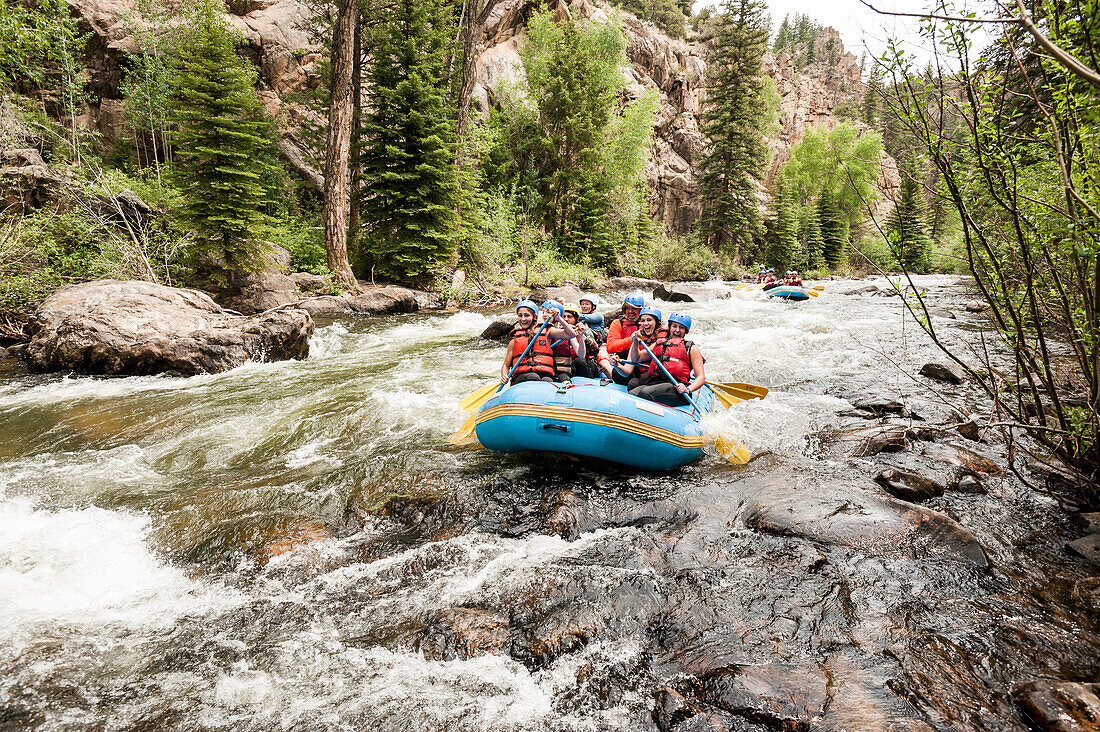 People Rafting On Taylor River In Colorado