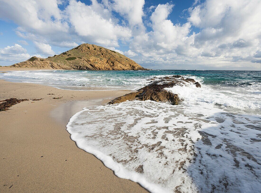 Water waves at Sa Mesquida, Menorca, Balearic Islands, Spain