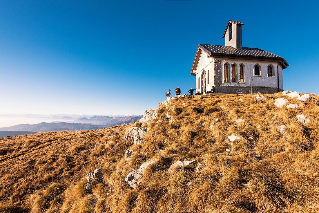 Church on Mount Matajur, located on Mount Matajur, Friuli Venezia Giulia region, municipality of Cividale del Friuli, Italy