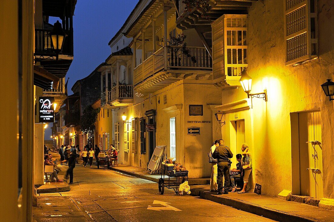 Downtown colonial walled city, Cartagena, Colombia, South America
