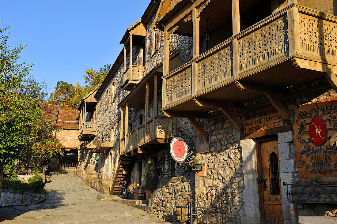 Historic Sharambeyan street renovated through the efforts of the Tufenkian Foundation of Cultural Heritage, Dilidjan, Tavush region, Armenia, Eurasia