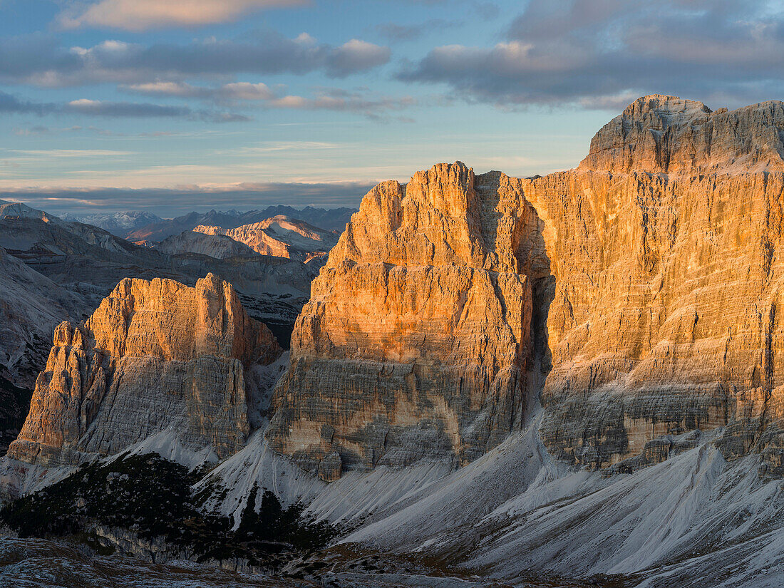 The Fanes Mountains in the Dolomites The Dolomites are listed as UNESCO World heritage europe, central europe, italy, october