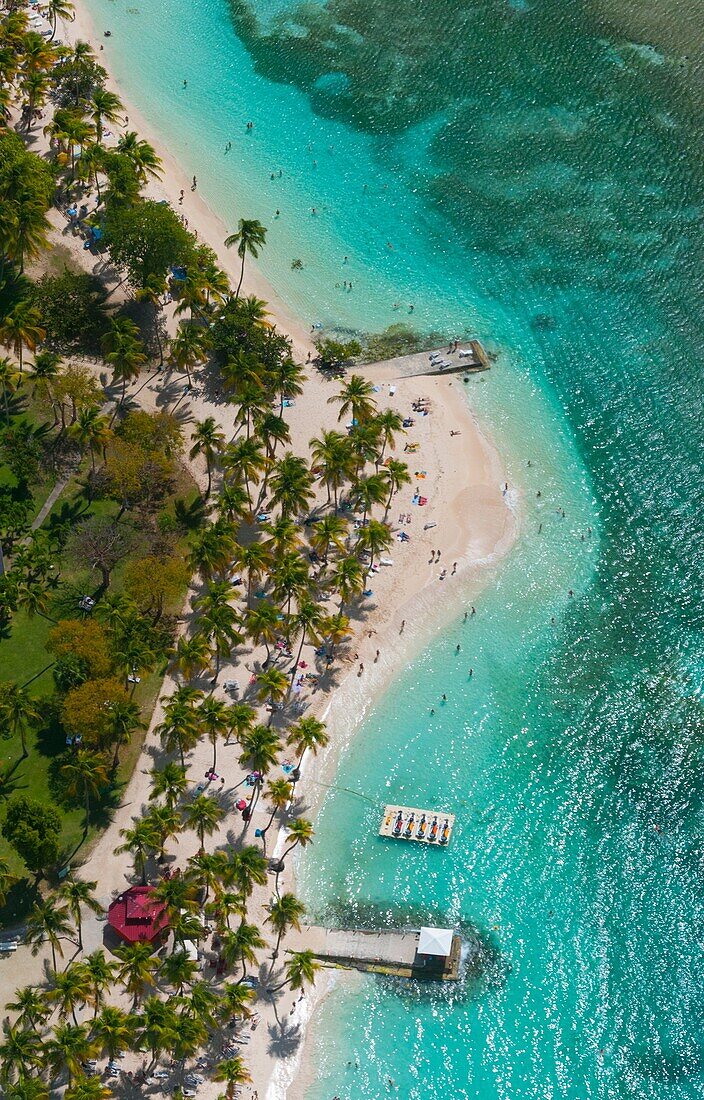 France, Guadeloupe Island, Saint Anne, Caravelle beach (aerial view)