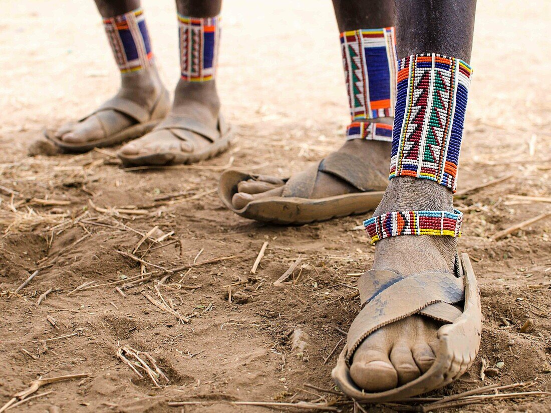Maasai feet with hand made sandals