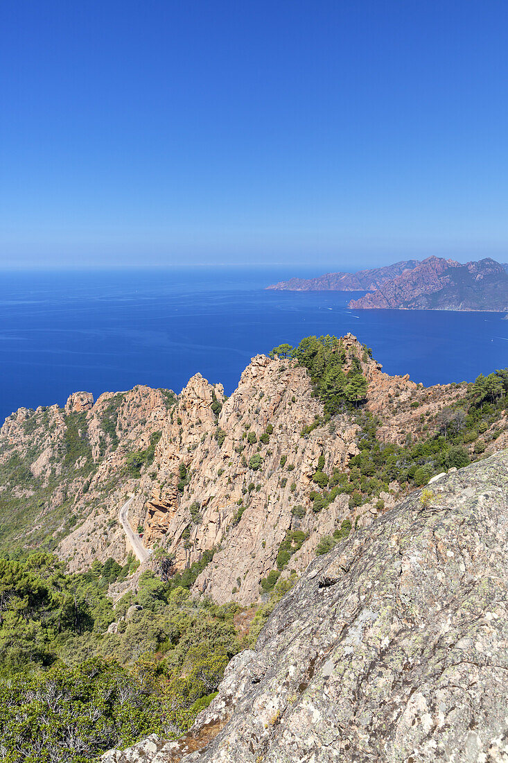 View over the Calanche and the Golf of Porto, between Porto and Piana, West Corsica, Corsica, Southern France, France, Southern Europe, Europe