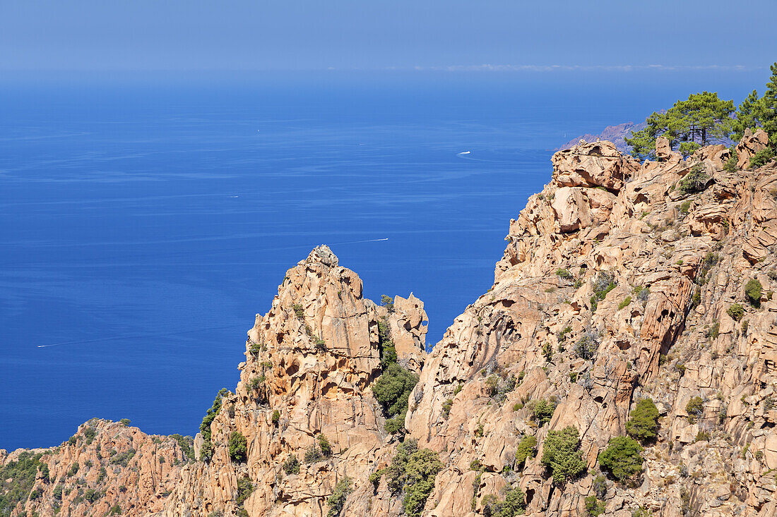 View over the Calanche and the Golf of Porto, between Porto and Piana, West Corsica, Corsica, Southern France, France, Southern Europe, Europe