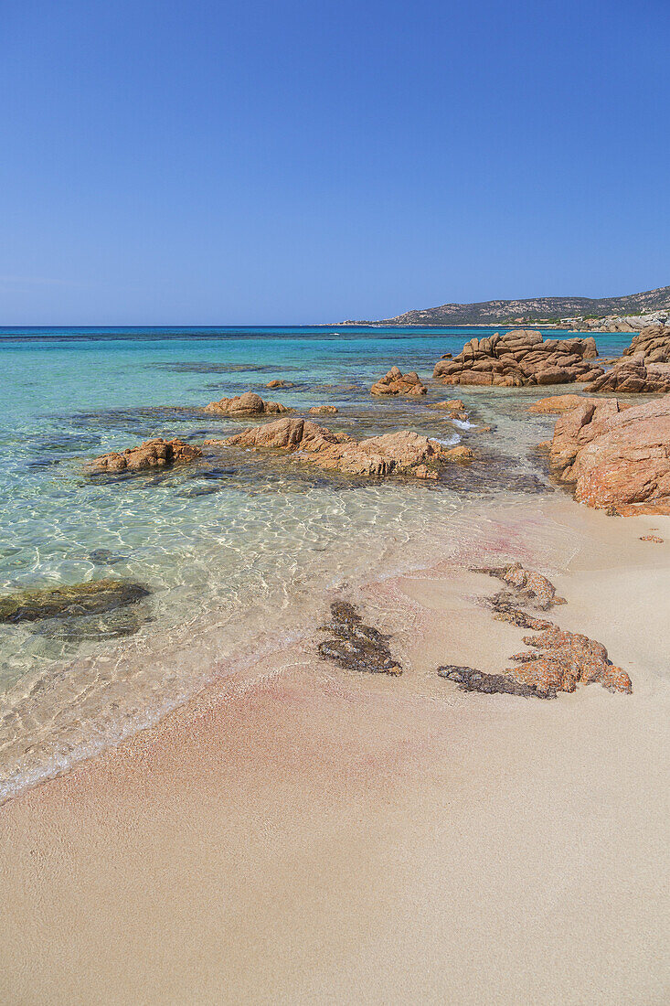 Crystal clear water on the beach in Tizzano, South Corsica, Corsica, Southern France, France, Southern Europe, Europe