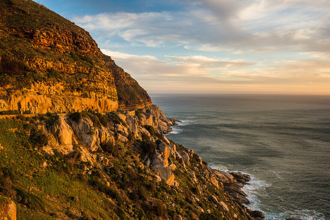 Cliffs of Cape of Good Hope at sunset, South Africa, Africa