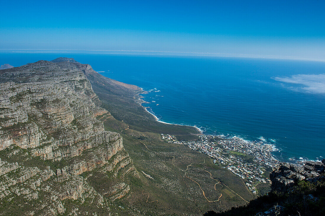 View over Camps Bay, Cape Town, Table Mountain, South Africa, Africa