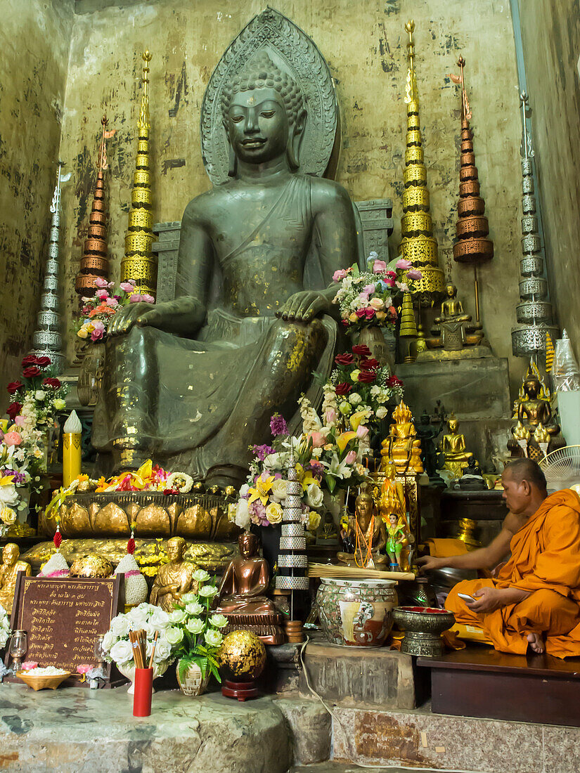 Buddha, 7. bis 9. Jahrhundert, Wat Na Phra Mane, Ayutthaya, Thailand, Südostasien, Asien