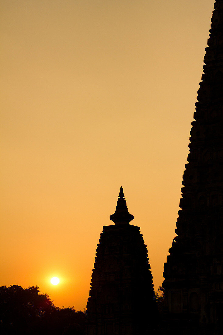 Der Mahabodhi-Tempel in Bodh Gaya, UNESCO-Weltkulturerbe, Bihar, Indien, Asien