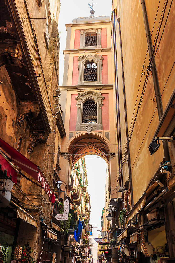 Via San Gregorio Armeno, famous for presepi (Christmas cribs), City of Naples Historic Centre, UNESCO World Heritage Site, Campania, Italy, Europe