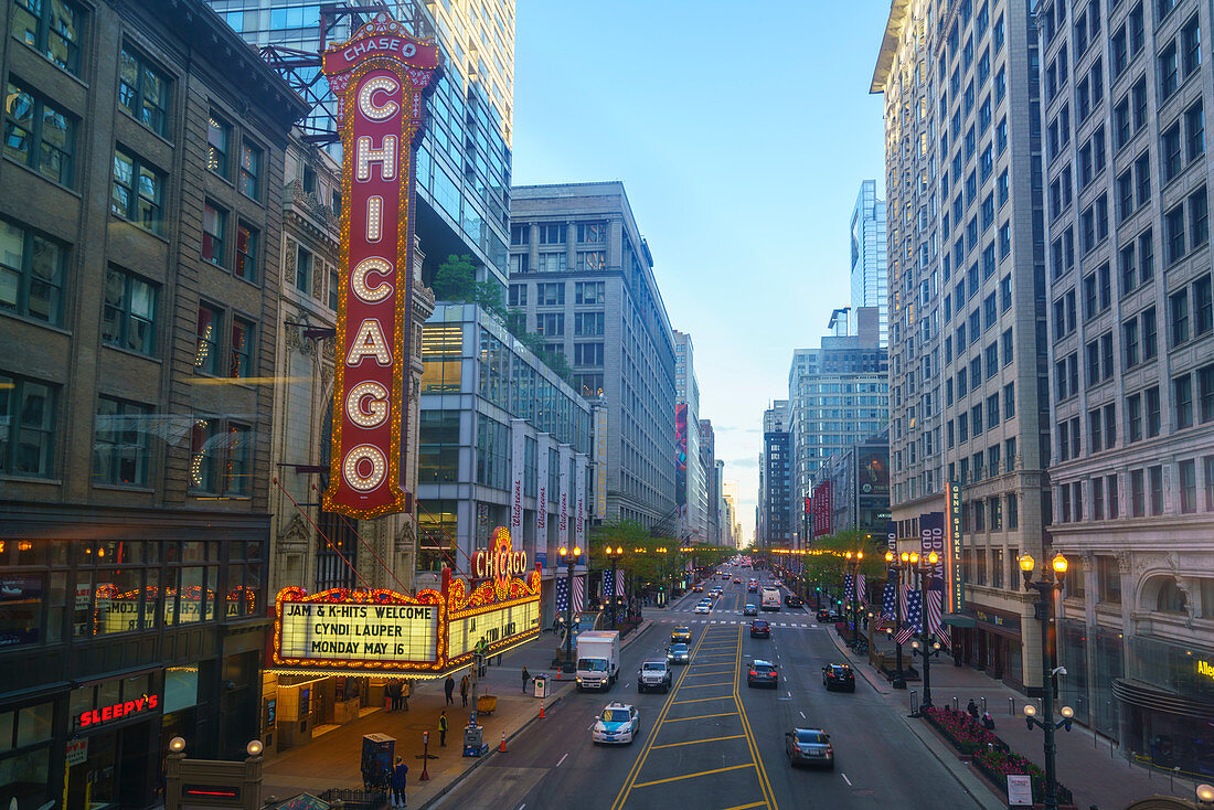 The Chicago Theatre on North State Street, Chicago, Illinois, United States of America, North America