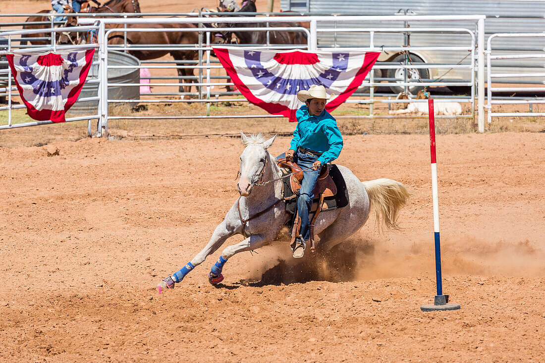 Horse rider competing in the Annual Utah Navajo Fair, Bluff, Utah, United States of America, North America