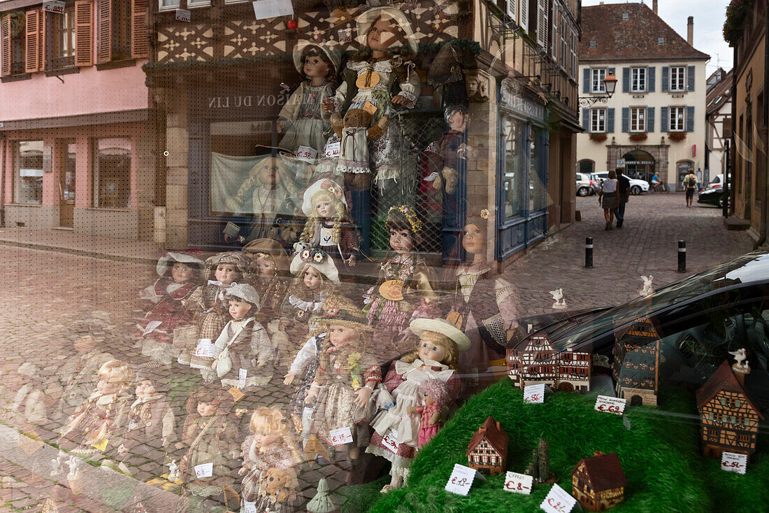 Obernai, Alsace, France, Typical store of dolls