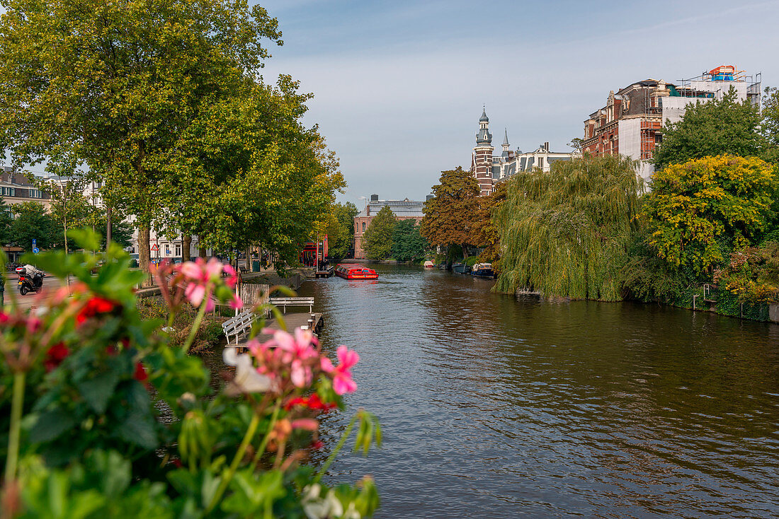 The Netherlands, Europe, Amsterdam and its canals flowering