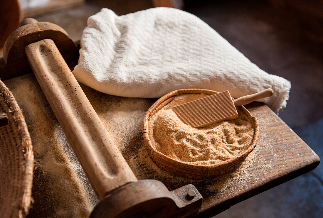 Preparation of bread, Sorgono, Nuoro province, sardinia, italy, europe