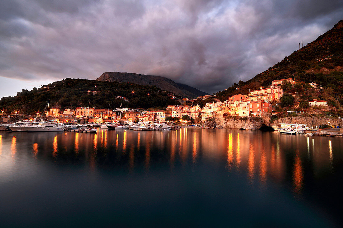 Maratea village at sunset, Potenza district, Basilicata Italy