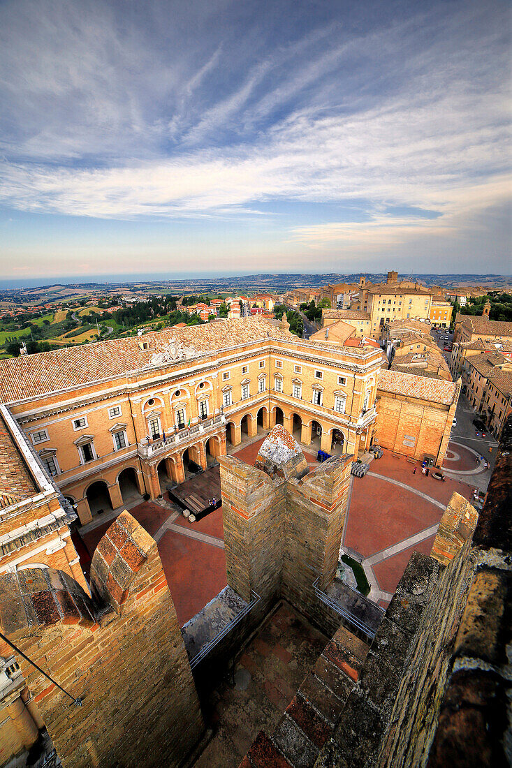 View from above of Recanati village, Macerata district, Marches, Italy